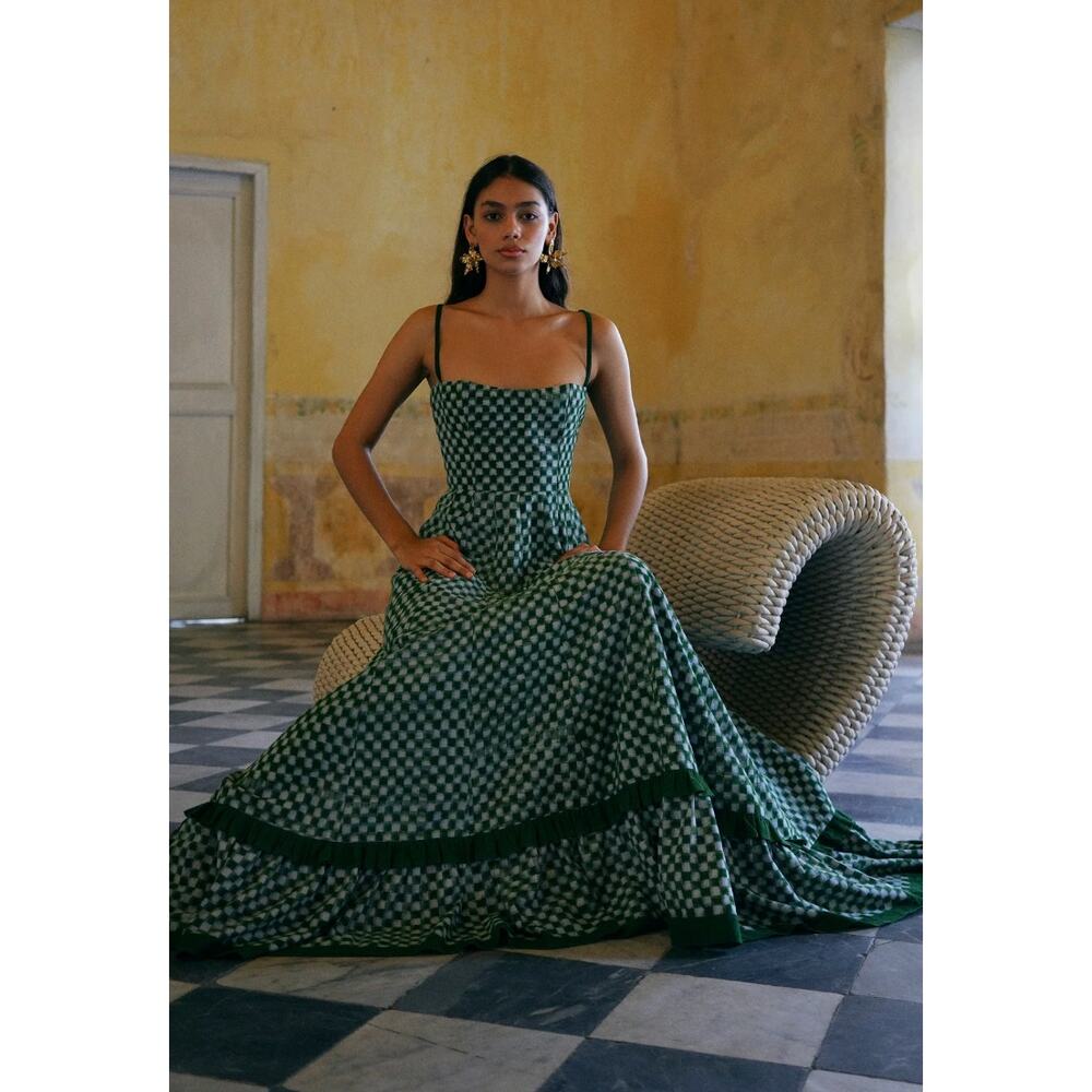De Castro Green Checkmate Dress size S - Picture 3 of 7